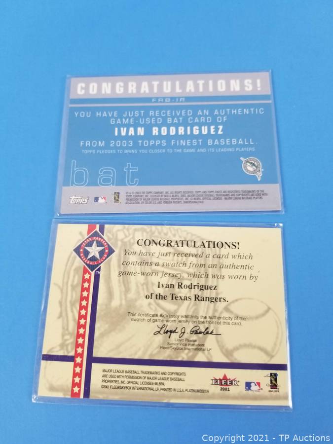 Lot Detail - 2001 Ivan Pudge Rodriguez Texas Rangers Game-Used