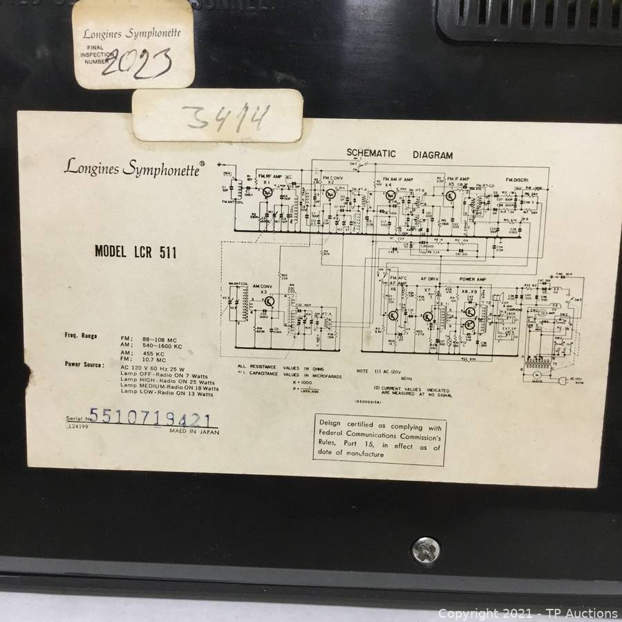 LCR 511 Wittnauer Longines Symphonette AM FM Radio and Clock