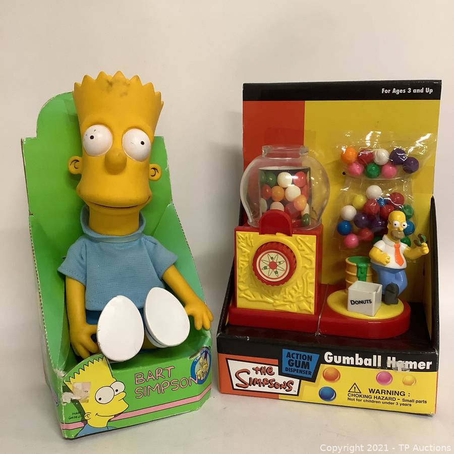 Zuidoost bed Voorloper The Simpsons Gumball Homer Action Gum Dispenser and Bart Plush w/ Plastic  Head Auctions | TP Auctions