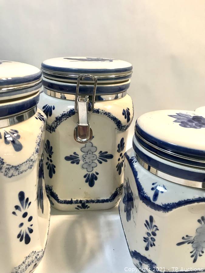 Blue and White Canister Paneware Home Essentials