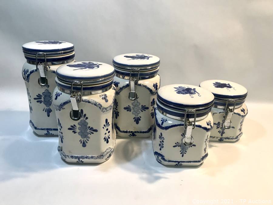 Blue and White Canister Paneware Home Essentials