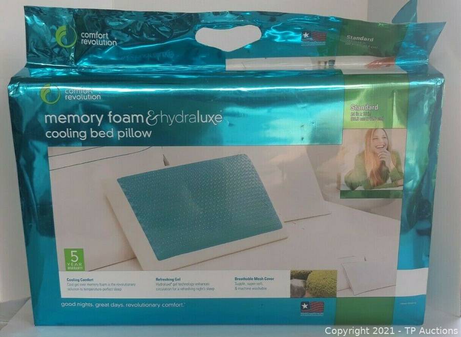 COMFORT REVOLUTION Memory Foam and Hydraluxe Cooling Bed Pillow - New in  Package Auctions